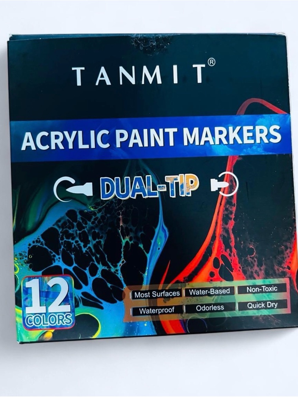Acrylic Paint Markers - Red & Blue Dual-Tip (12 Colors)
